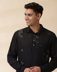 Short Kurta & Sadri Set - Black