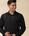 Short Kurta & Sadri Set - Black
