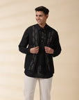 Short Kurta & Sadri Set - Black