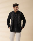 Short Kurta & Sadri Set - Black