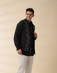 Short Kurta & Sadri Set - Black