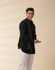 Short Kurta & Sadri Set - Black