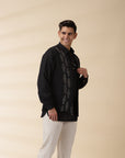 Short Kurta & Sadri Set - Black