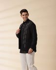 Short Kurta & Sadri Set - Black