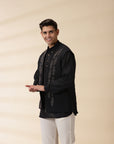 Short Kurta & Sadri Set - Black