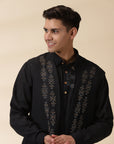 Short Kurta & Sadri Set - Black