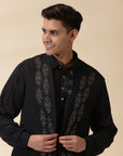 Short Kurta & Sadri Set - Black