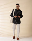 Short Kurta & Sadri Set - Black