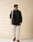 Short Kurta & Sadri Set - Black