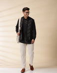 Short Kurta & Sadri Set - Black