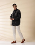 Short Kurta & Sadri Set - Black