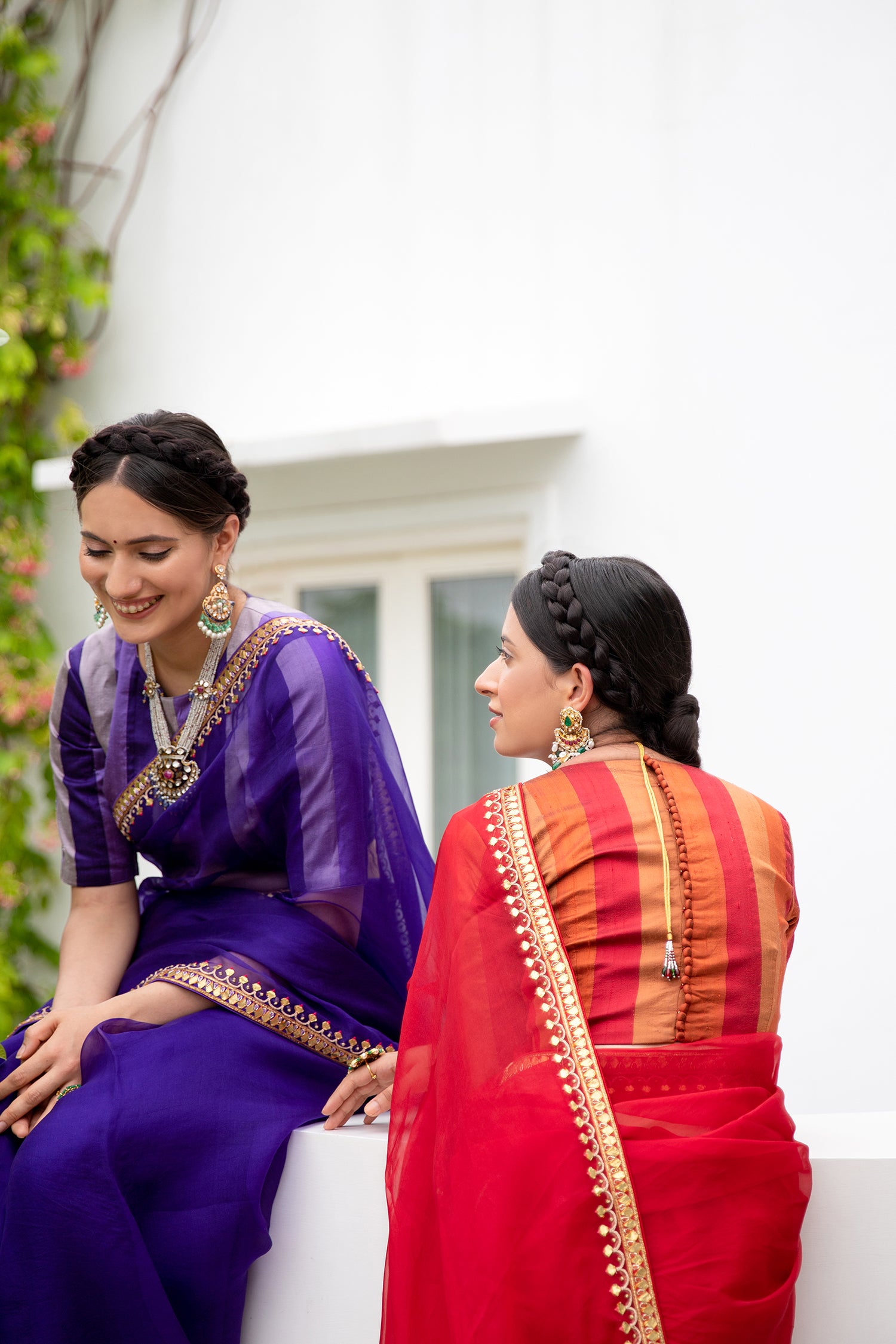 Deep Purple Gota Patti Border Saree Set