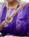 Deep Purple Gota Patti Border Saree Set