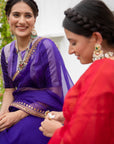 Deep Purple Gota Patti Border Saree Set