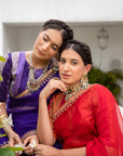 Deep Purple Gota Patti Border Saree Set