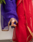 Deep Purple Gota Patti Border Saree Set