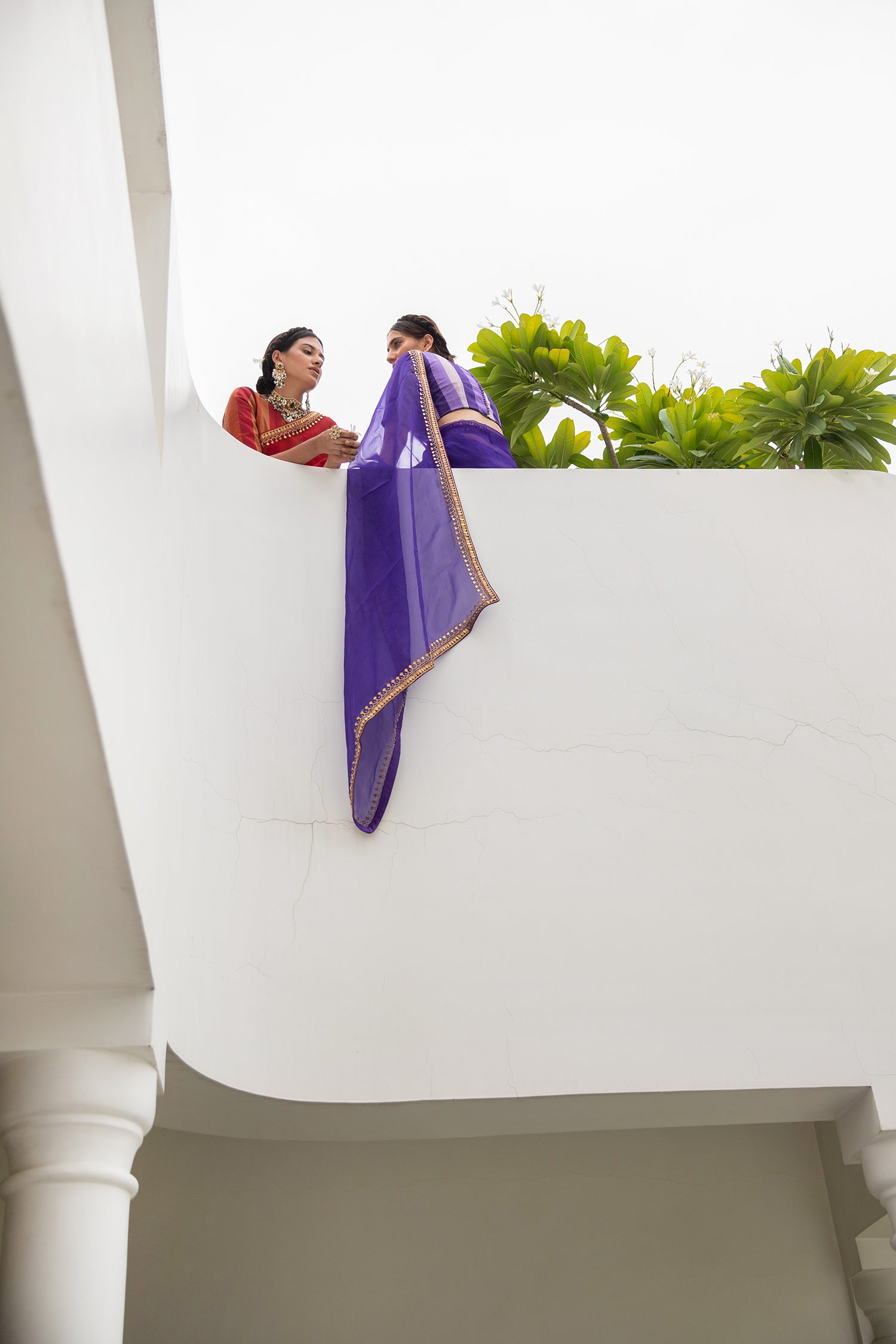 Deep Purple Gota Patti Border Saree Set