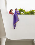 Deep Purple Gota Patti Border Saree Set