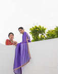 Deep Purple Gota Patti Border Saree Set