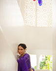 Deep Purple Gota Patti Border Saree Set