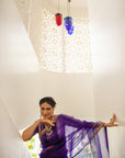 Deep Purple Gota Patti Border Saree Set