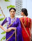 Deep Purple Gota Patti Border Saree Set