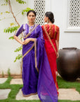 Deep Purple Gota Patti Border Saree Set