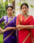 Deep Purple Gota Patti Border Saree Set