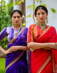 Red Gota Patti Border Saree Set