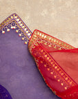 Deep Purple Gota Patti Border Saree Set