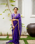 Deep Purple Gota Patti Border Saree Set