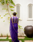 Deep Purple Gota Patti Border Saree Set