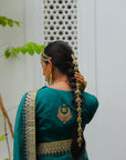 Emerald Green Hand Embroidered Gota Patti Bridal Saree Set