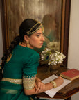 Emerald Green Hand Embroidered Gota Patti Bridal Saree Set