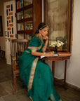 Emerald Green Hand Embroidered Gota Patti Bridal Saree Set