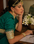 Emerald Green Hand Embroidered Gota Patti Bridal Saree Set