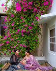 Lilac Hand Embroidered Lahariya Saree Set
