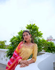 Yellow Hand Embroidered Silk Sharara Set