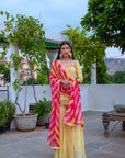 Yellow Hand Embroidered Silk Sharara Set