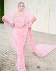 Elegant Pink Color Saree With Beautiful Trail