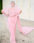 Elegant Pink Color Saree With Beautiful Trail