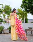 Yellow Hand Embroidered Silk Sharara Set