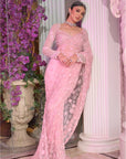 Elegant Pink Color Saree With Beautiful Trail