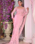 Elegant Pink Color Saree With Beautiful Trail