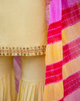 Yellow Hand Embroidered Silk Sharara Set