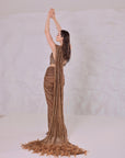 Tawny Birch Brown Color Saree And Feather