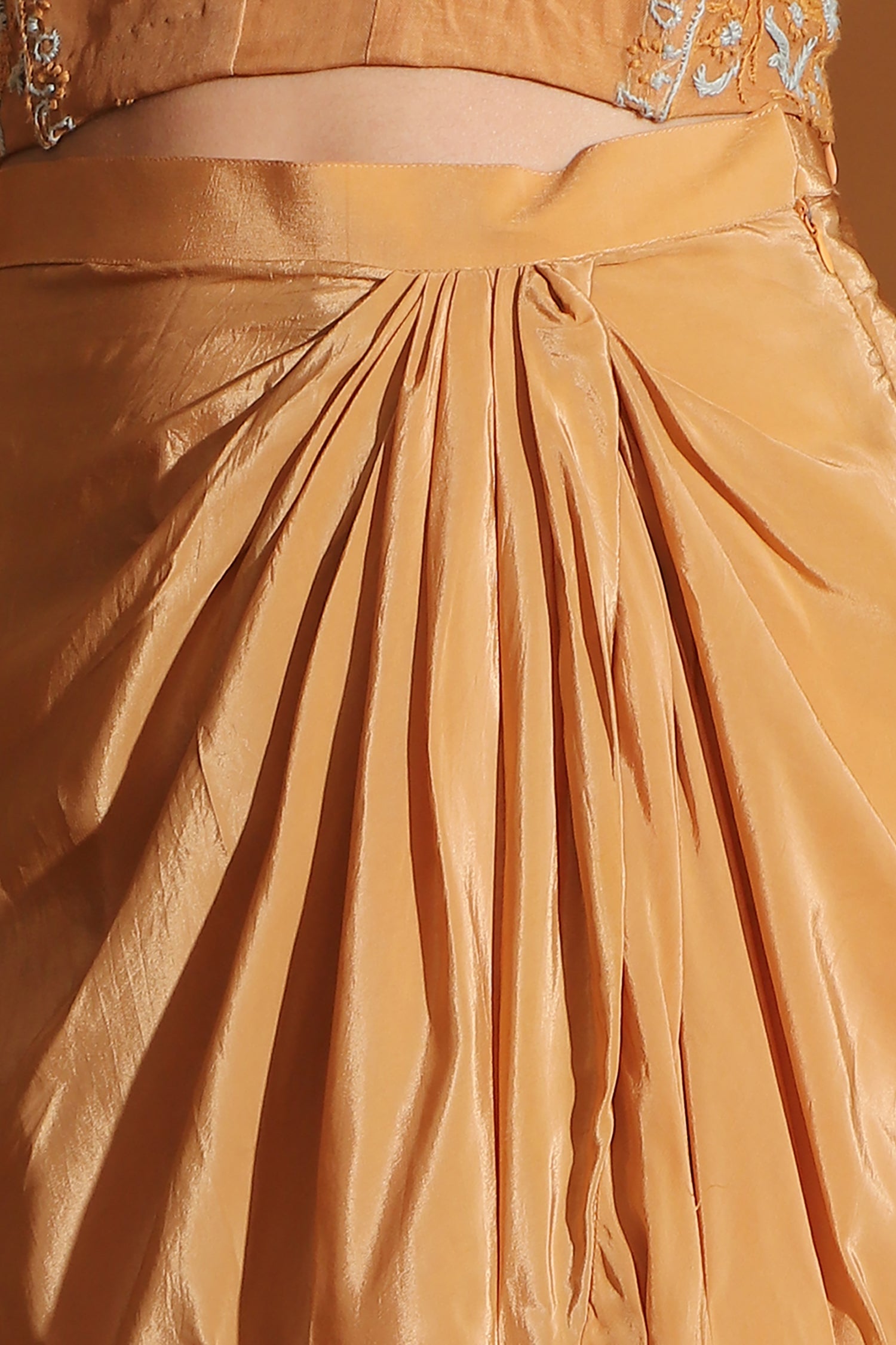 Chikan Co-ord set with Long Shrug - Pastel Orange