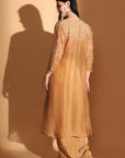 Chikan Co-ord set with Long Shrug - Pastel Orange
