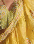 Off-Shoulder Corset Top & Cowl Drape Skirt - Yellow