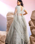 Sea Green Embroidered Lehenga With Tassels